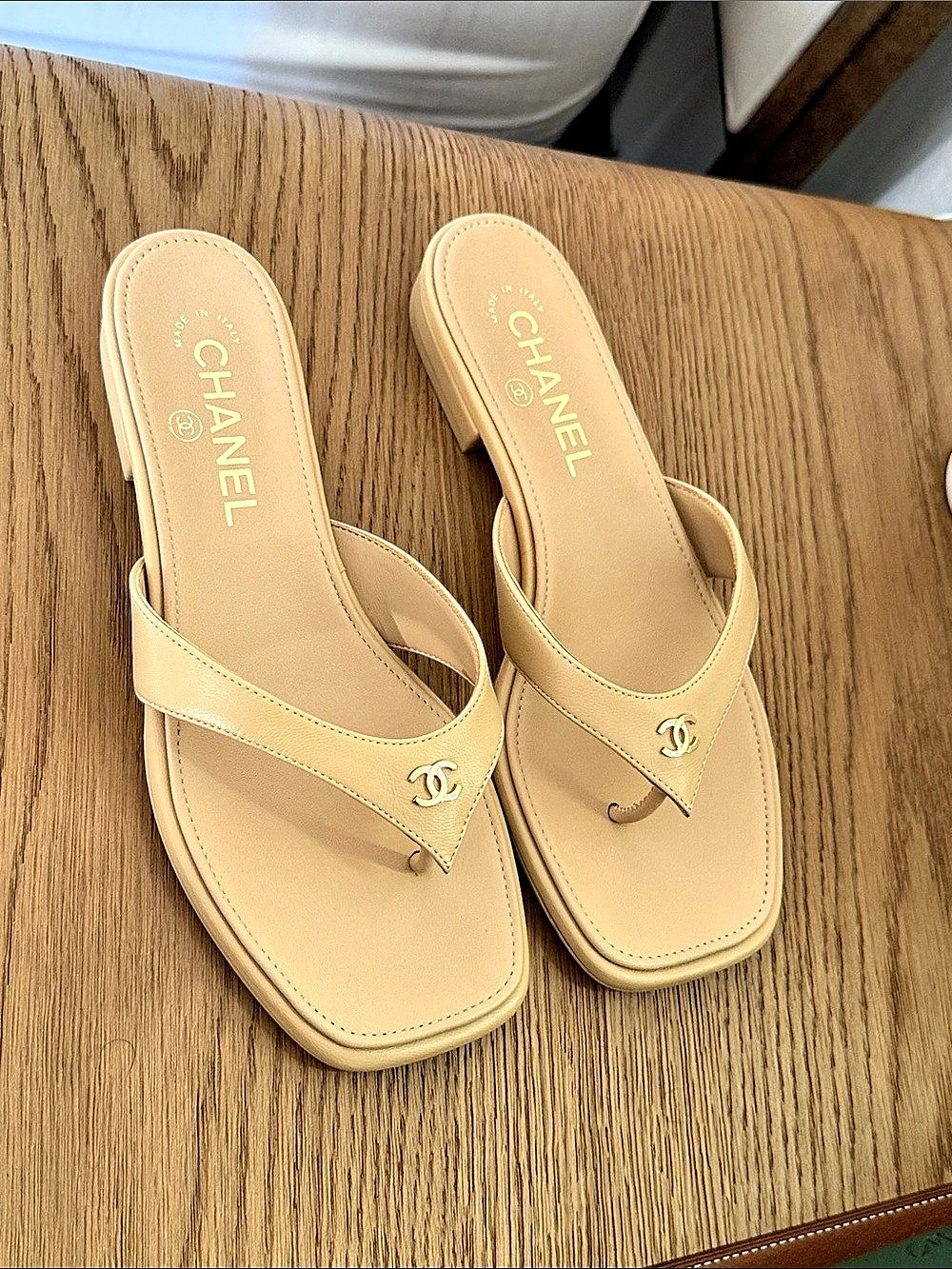 Chanel Logo Thong Sandals Brown EU 37